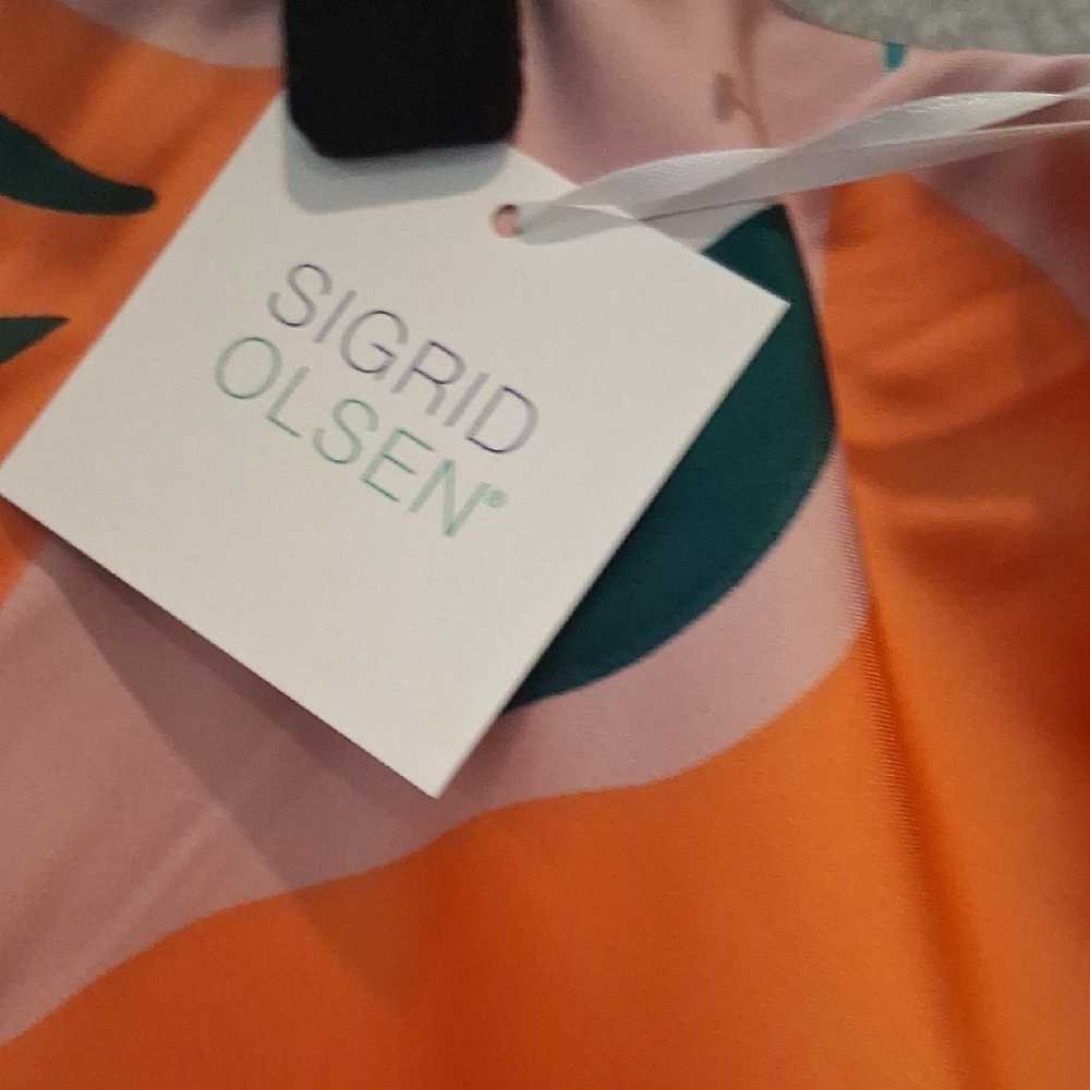 Nwt Sigrid Olsen Skirt And Top Orange Floral - Picture 3 of 6